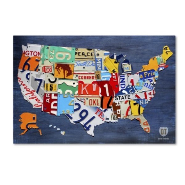 Trademark Fine Art Design Turnpike 'USA Map' Canvas Art, 16x24 ALI1252-C1624GG